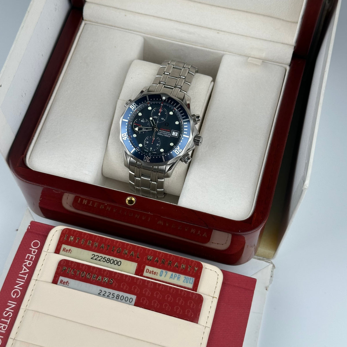 Omega Diver Chronograph Blue 2225.80 Box Papers 2013