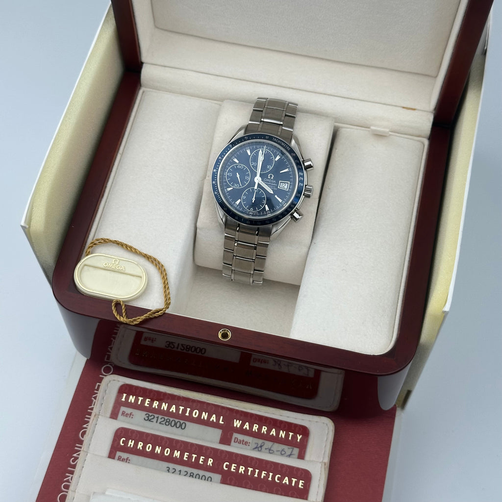 Omega Speedmaster Date Blue - 3212.80 40mm Box Papers