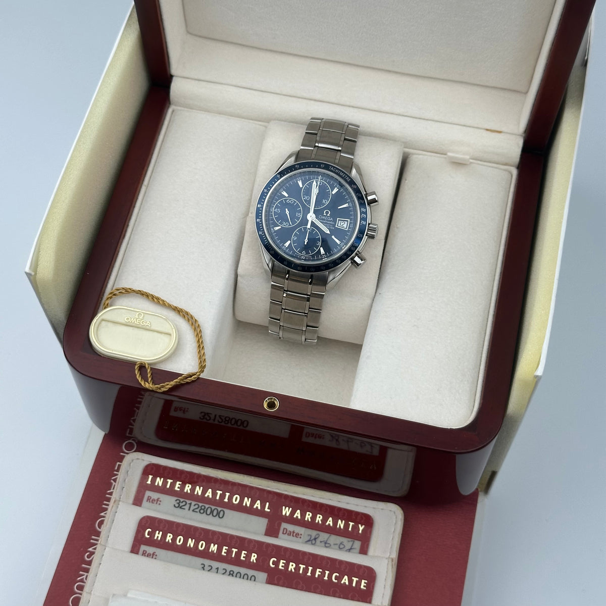Omega Speedmaster Date Blue - 3212.80 40mm Box Papers